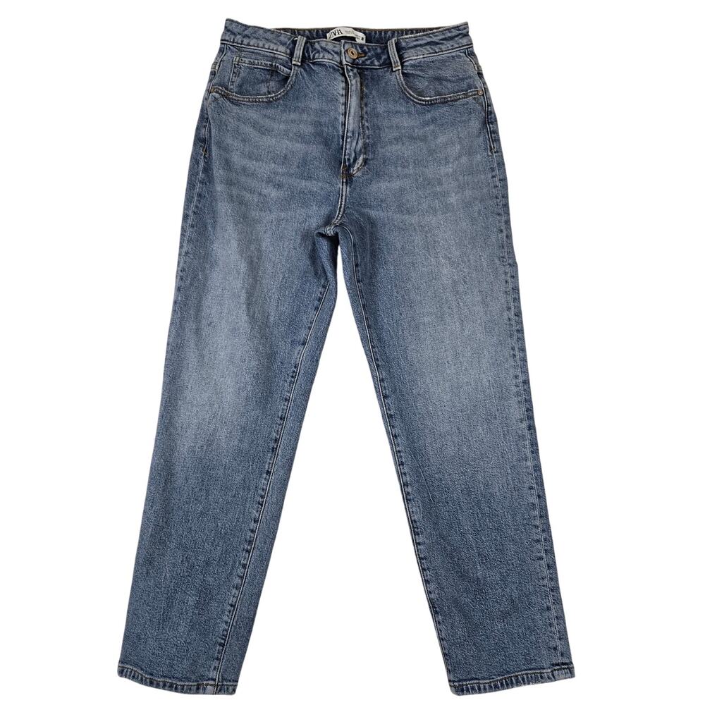Zara Jeans Straight Leg Womens 10 Denim Pants Medium Wash 0743 - Picture 1 of 10